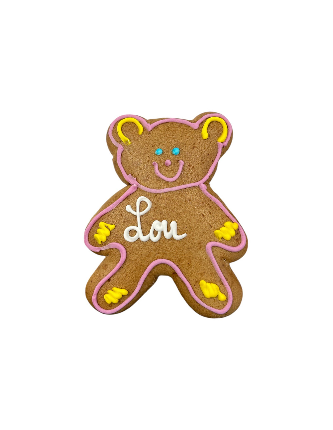 Lebkuchen aus dem Elsass, kleiner Bär, Rand rosa 