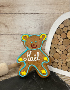 Lebkuchen aus dem Elsass, kleiner Bär, Rand blau 